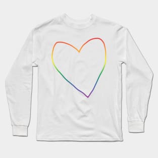 Pride Gradient Heart Line Valentines Day Long Sleeve T-Shirt